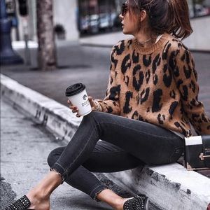 Jacquard Knit Leopard Spot Sweater